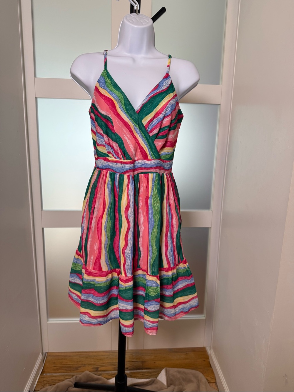 Joy Joy Multicolor Striped Mini Dress, size XS.